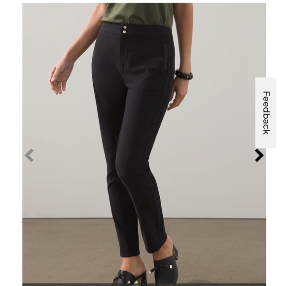 NWT Chicos Secret Stretch Straight Leg Crop Black Mid Rise Fit Stretch Pants - Picture 1 of 6